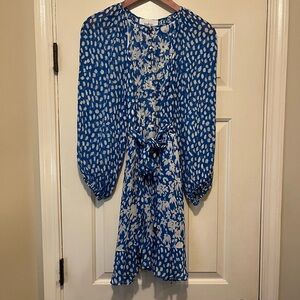 Blue and White Patterned Women's Dress
